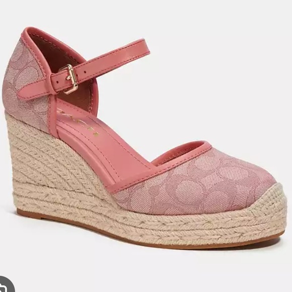 Coach Shoes - Coach Raine Wedge Espadrilles, Pink Signature Canvas, NWT, size 10, 4 inch heel
